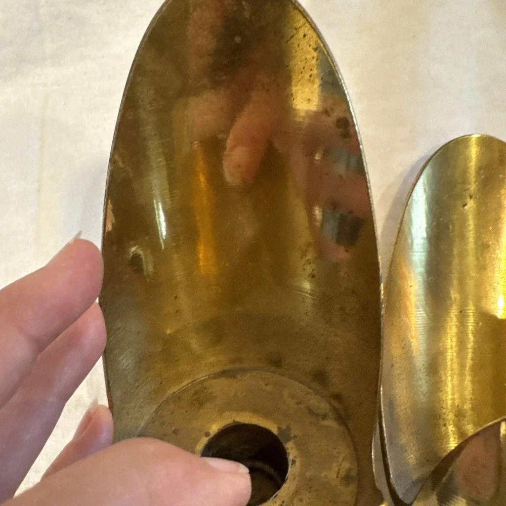 Vintage Pair of Brass Walking Candle Holders Minimalist Made In Japan 6